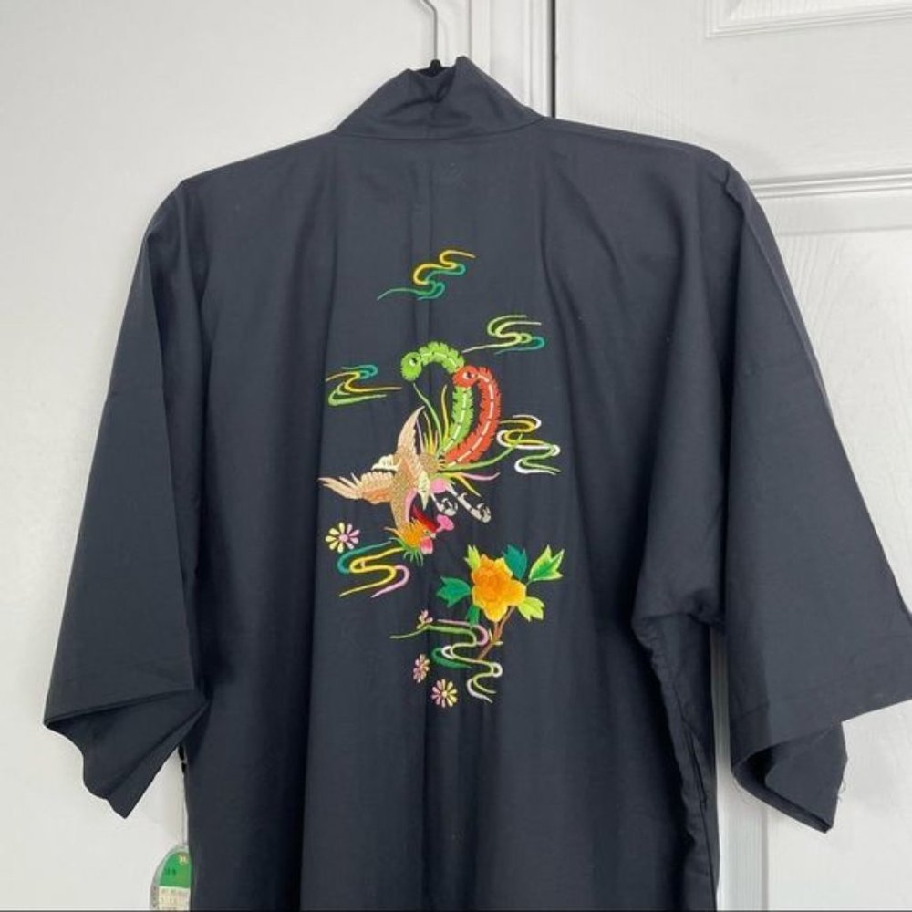 Embroidered Long Black Robe